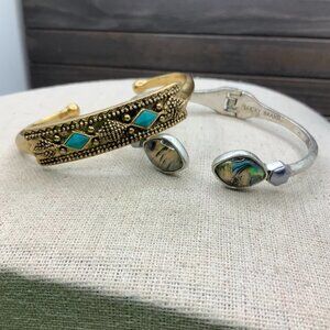 Lucky Brand Gold Tone Faux Turquoise Cuff Bracelet